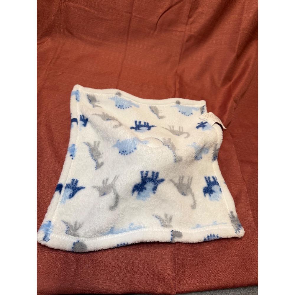 Manhattan Kids Dinosaur Security Blanket Lovey Blue Grey White Plush Fleece Toy - Picture 4 of 4